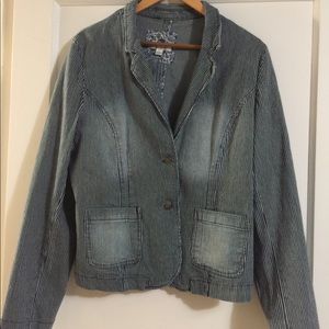 Striped Denim Stretch Blazer